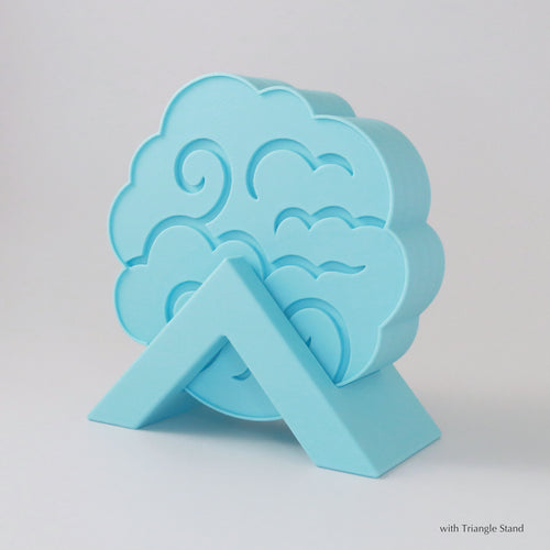 Blue letter 'A' with cloud design on a white background